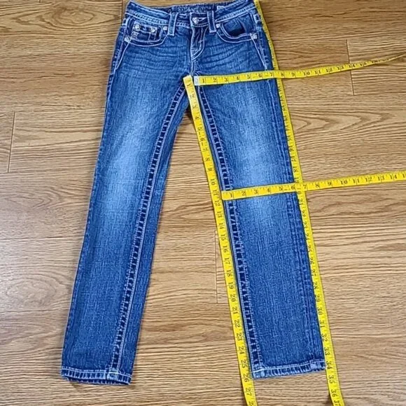 MISS ME VITAGE 10x26 GIRLS JK7066S2 SKINNY, MEDIUM FADED WASH DENIM BLUE JEANS - Picture 3 of 8